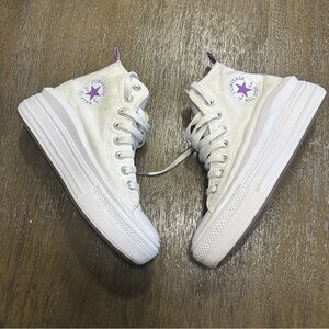 Converse All Star Platform Shoes White Purple Sneakers Women Size 6.5